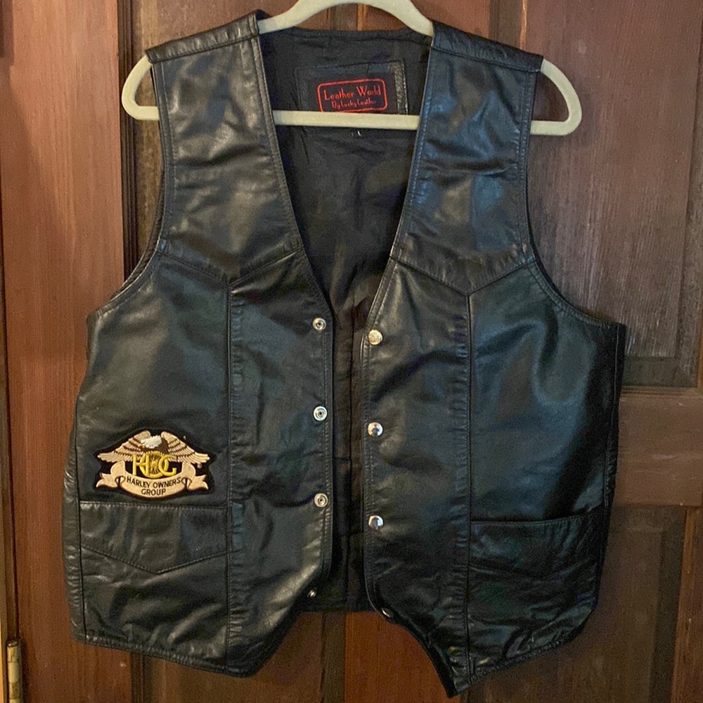 Leather biker vest Large